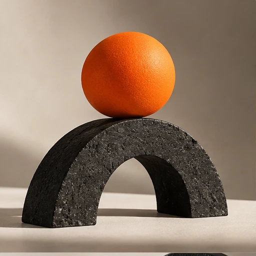 Composición escultórica de equilibrio, una metáfora visual de estrategia